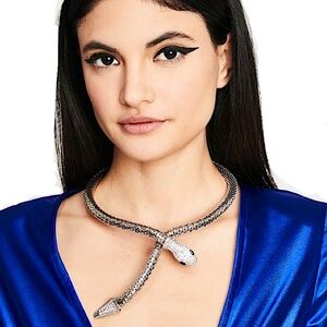 Silver Snake Crystal Rhinestone Choker Necklace